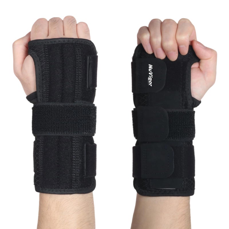 NuVigor Wrist Splints for Carpal Tunnel,Breathable Wrist Brace with Adjustable Straps for Men Women,Left Right Hand Wrist Support for Arthritis,Tendonitis,Pain Relief(Black,S/M Right and Left Hand)